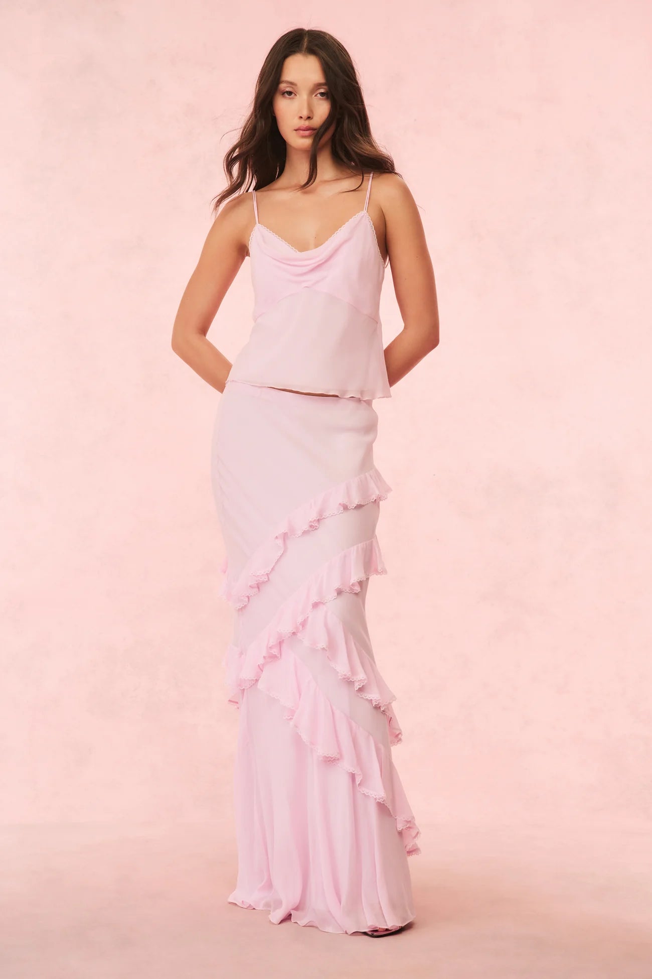 Mitnessa Chiffon Ruffle Maxi Skirt - ONFEMME By Lindsey's Kloset