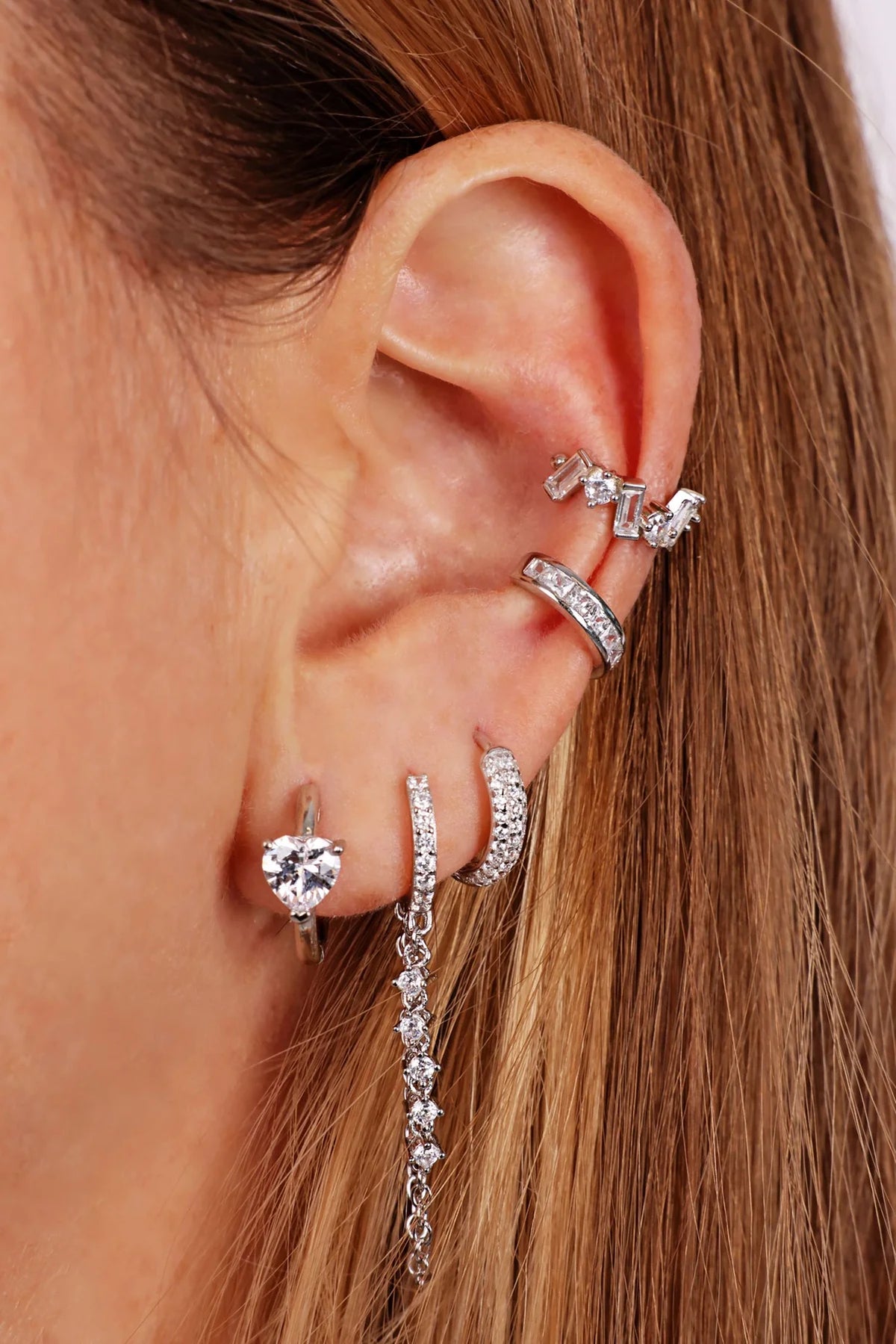 Hanging Chain Diamond Huggies - ONFEMME By Lindsey's Kloset