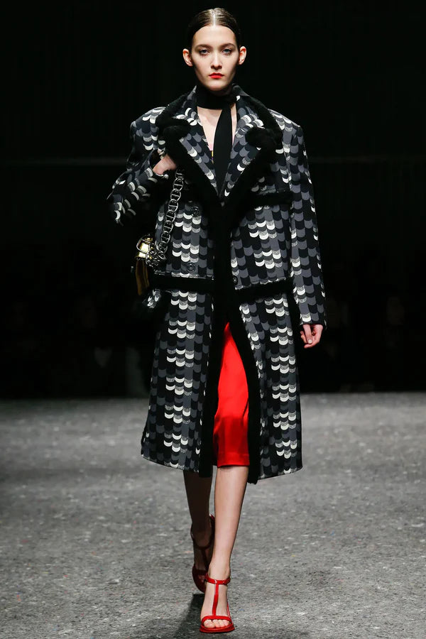 Prada F/W 2014 Short Grey & Black Afghan Coat - ONFEMME By Lindsey's Kloset