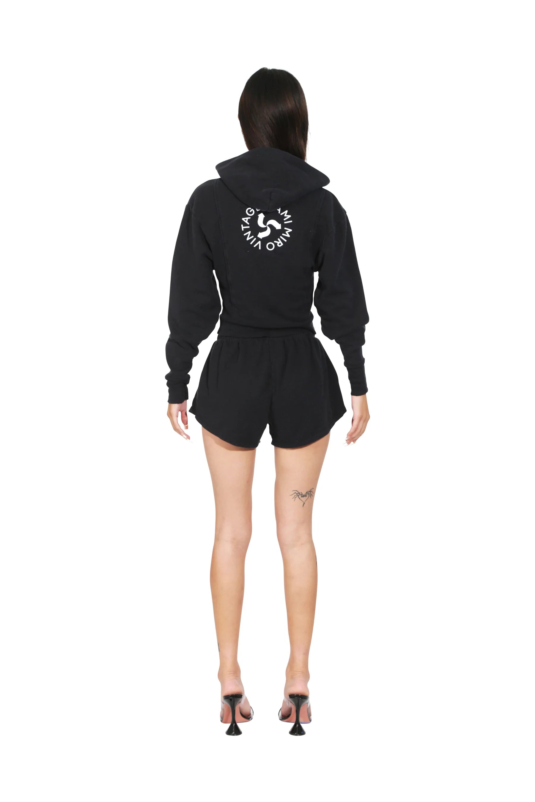 Mini Safety Pin Hoodie in Black Terry - ONFEMME By Lindsey's Kloset