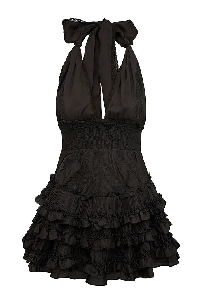 Quintelle Ruffle Halter Mini Dress - ONFEMME By Lindsey's Kloset