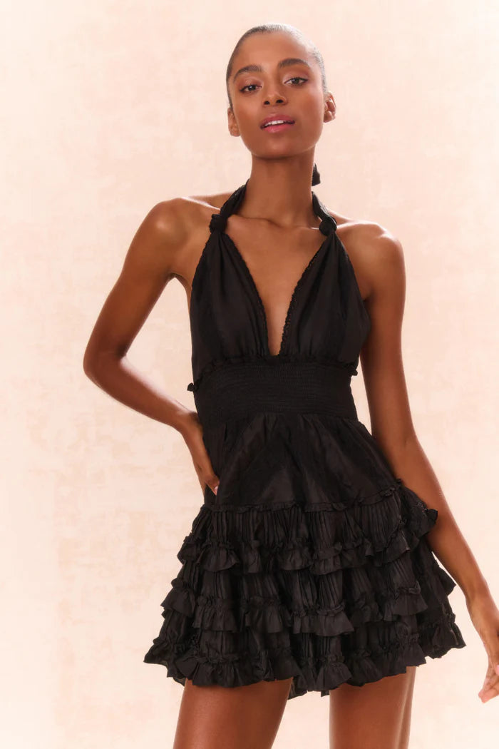 Quintelle Ruffle Halter Mini Dress - ONFEMME By Lindsey's Kloset