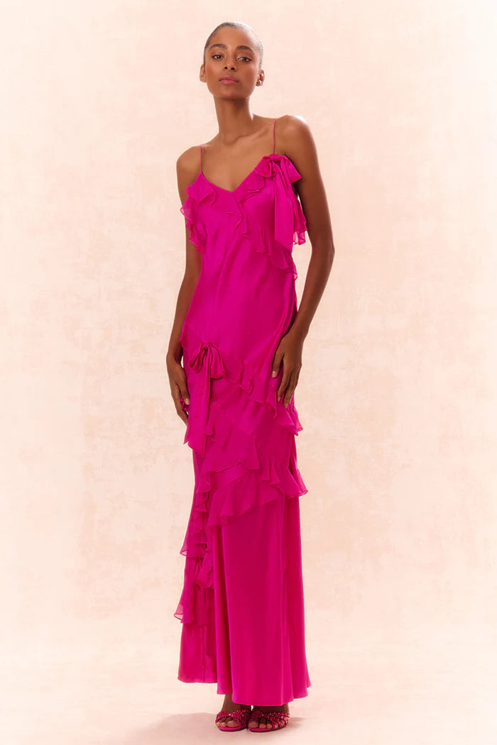 Rialto Silk Ruffle Maxi Dress - ONFEMME By Lindsey's Kloset