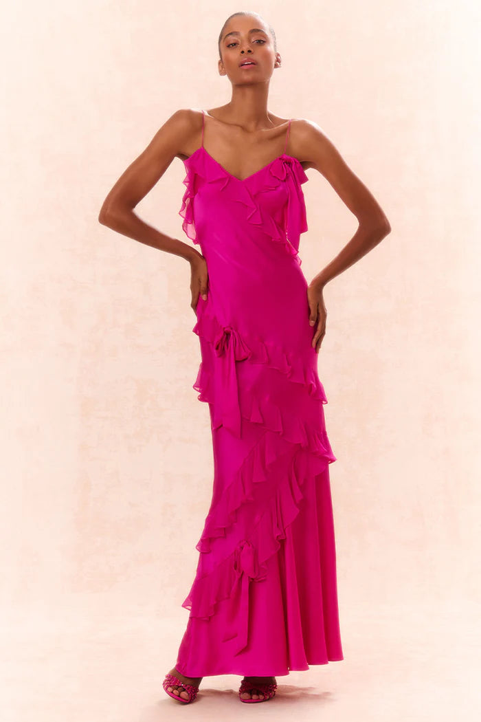 Rialto Silk Ruffle Maxi Dress - ONFEMME By Lindsey's Kloset