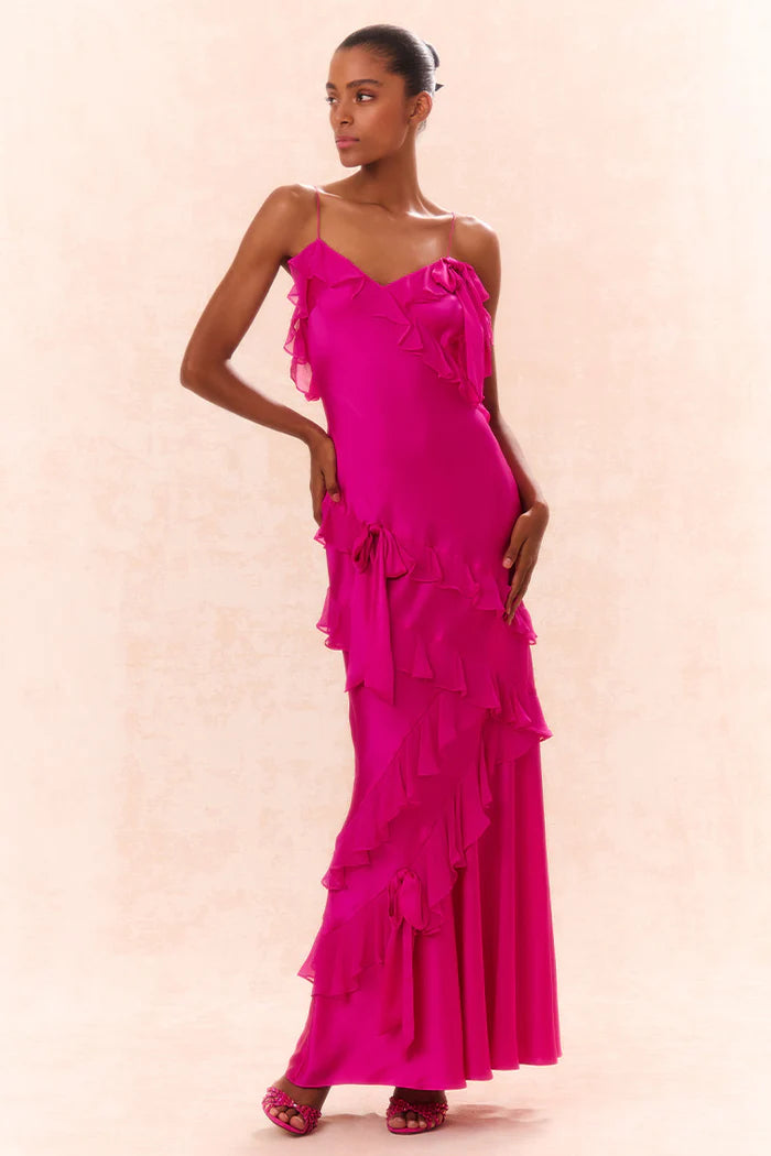 Rialto Silk Ruffle Maxi Dress - ONFEMME By Lindsey's Kloset