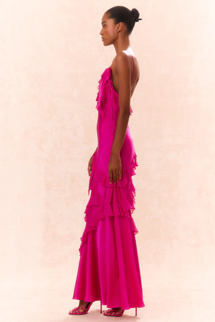 Rialto Silk Ruffle Maxi Dress - ONFEMME By Lindsey's Kloset
