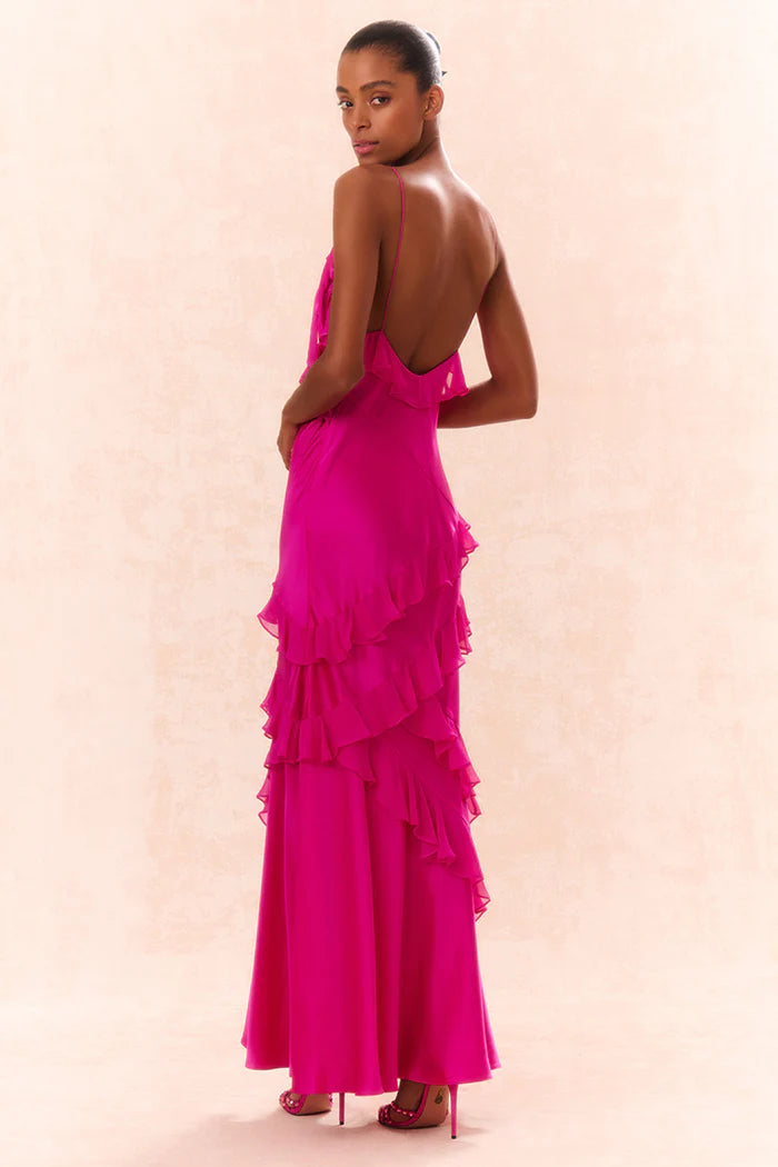 Rialto Silk Ruffle Maxi Dress - ONFEMME By Lindsey's Kloset