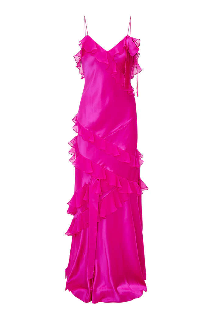 Rialto Silk Ruffle Maxi Dress - ONFEMME By Lindsey's Kloset