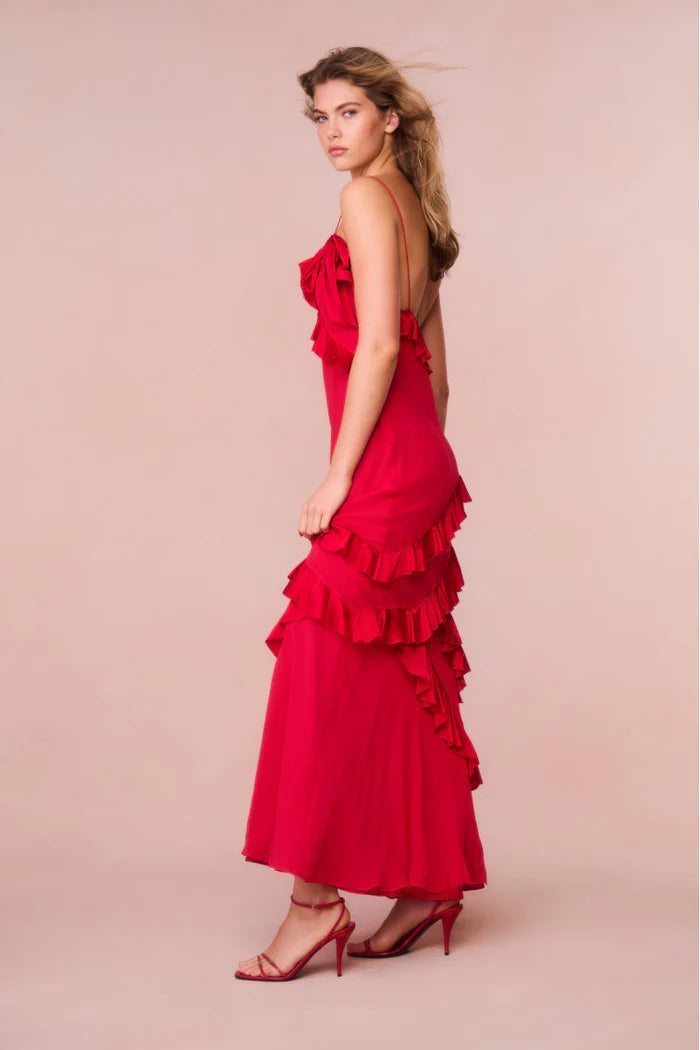 Rialto Silk Ruffle Maxi Dress - ONFEMME By Lindsey's Kloset