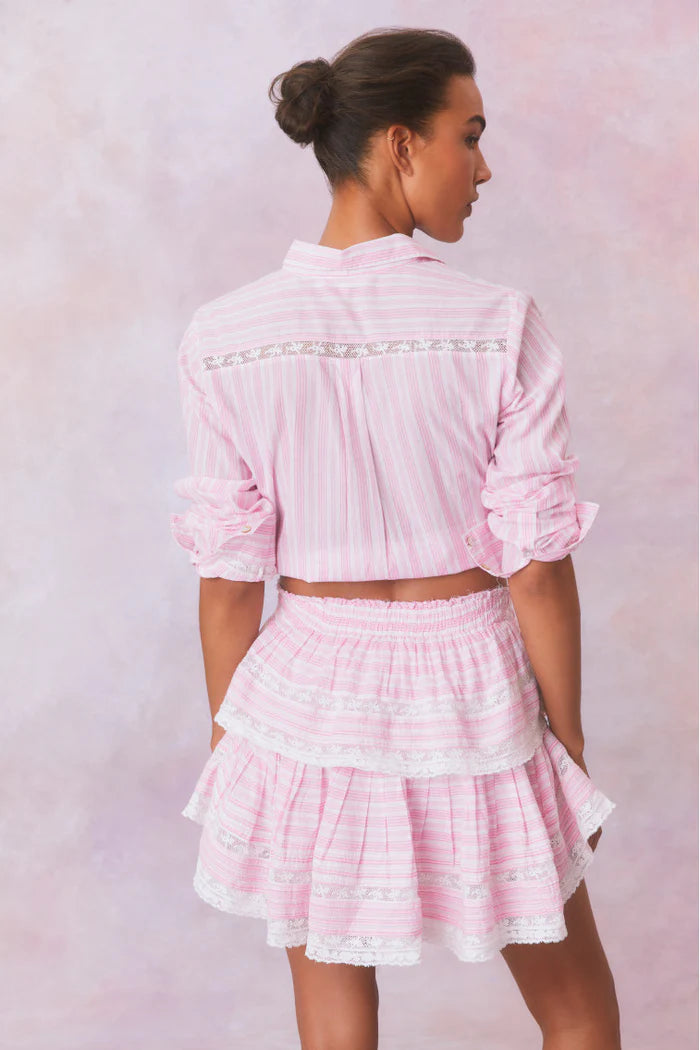 Ruffle Mini Stripe Cotton Skirt - ONFEMME By Lindsey's Kloset