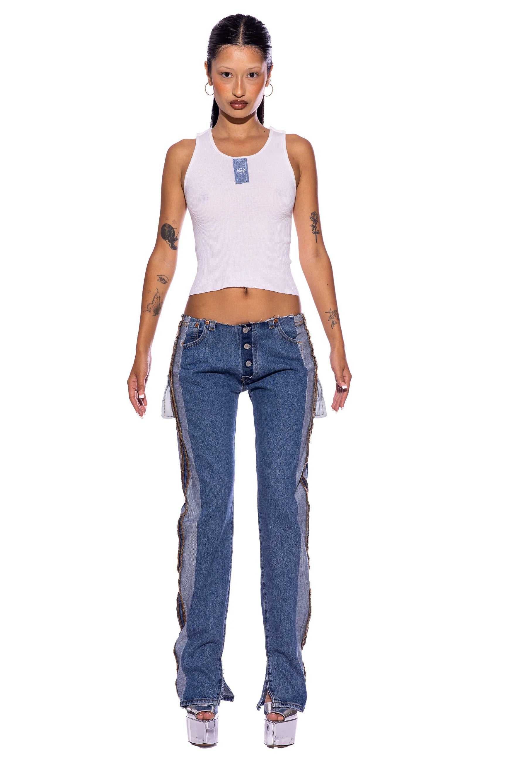 Porterhouse Raw Waist Jeans in Vintage Blue - ONFEMME By Lindsey's Kloset