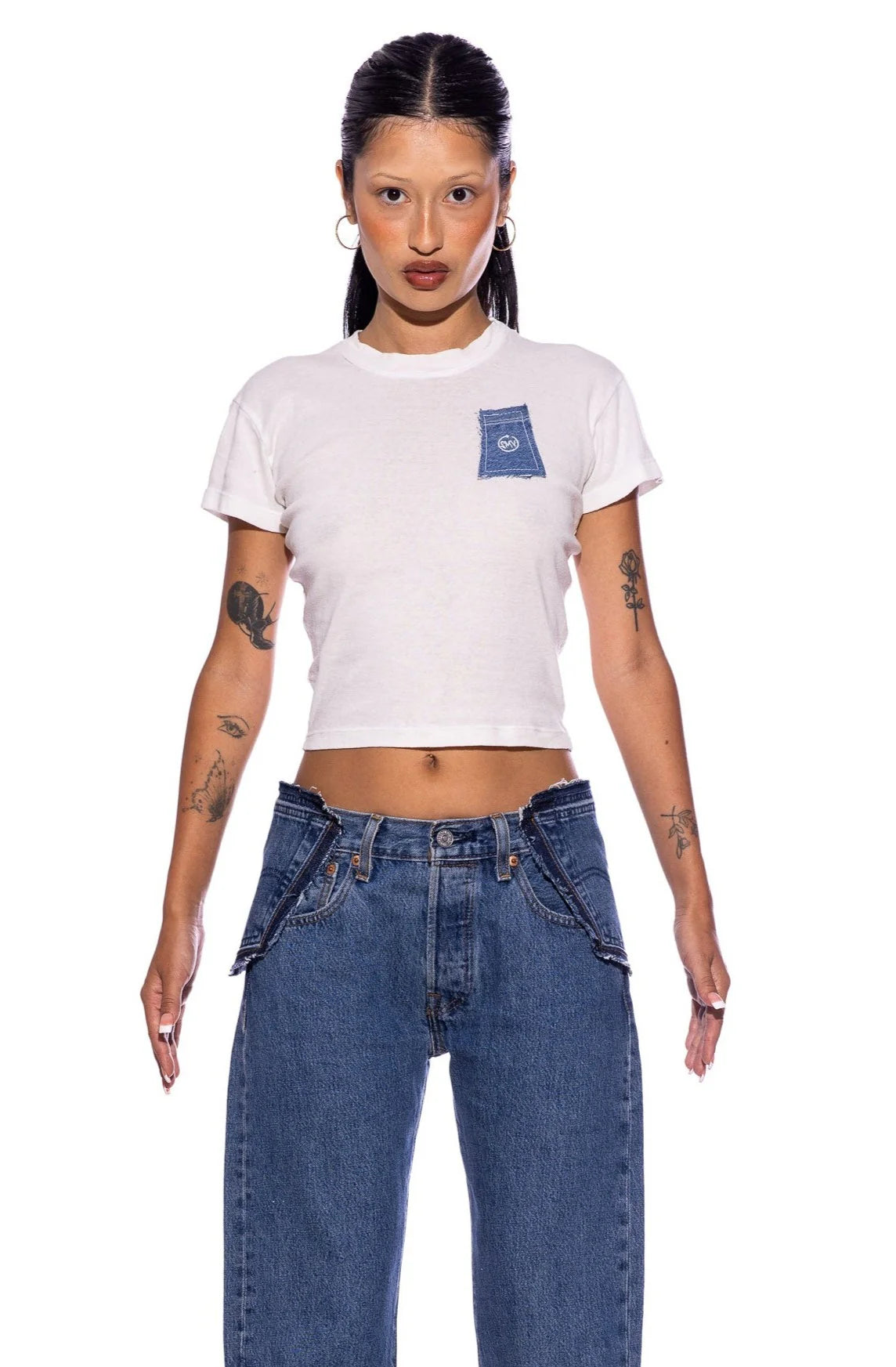 Blue Denim Scrap Mini Tee - ONFEMME By Lindsey's Kloset