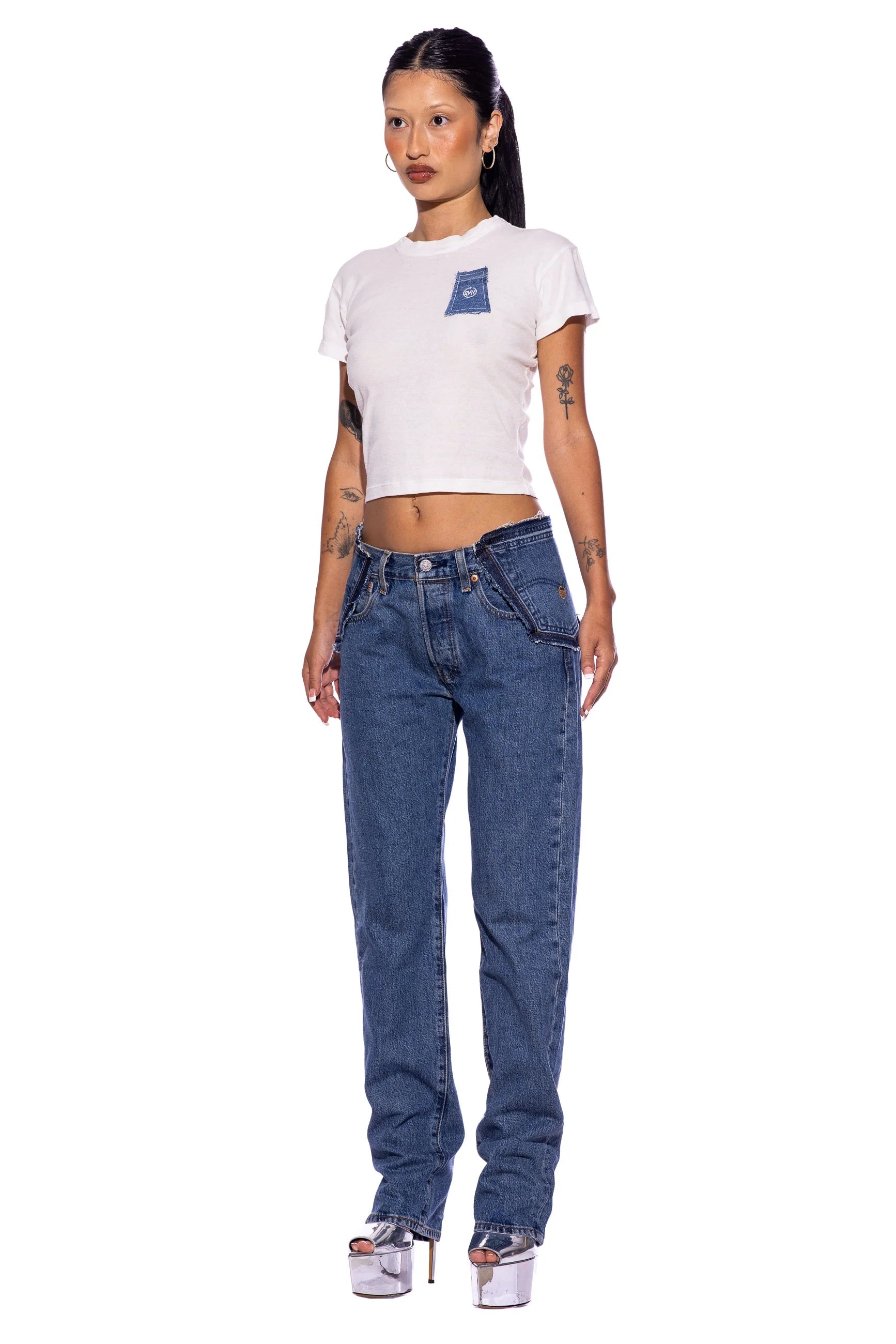 Blue Denim Scrap Mini Tee - ONFEMME By Lindsey's Kloset