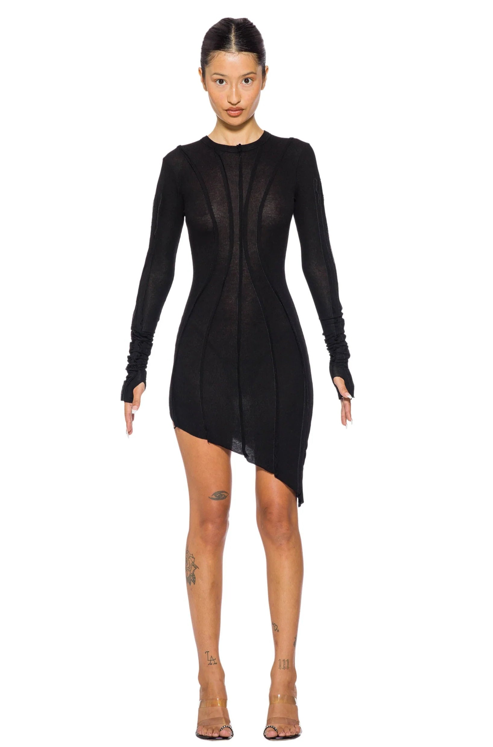 Asymmetric Long Sleeve Mini Dress - ONFEMME By Lindsey's Kloset