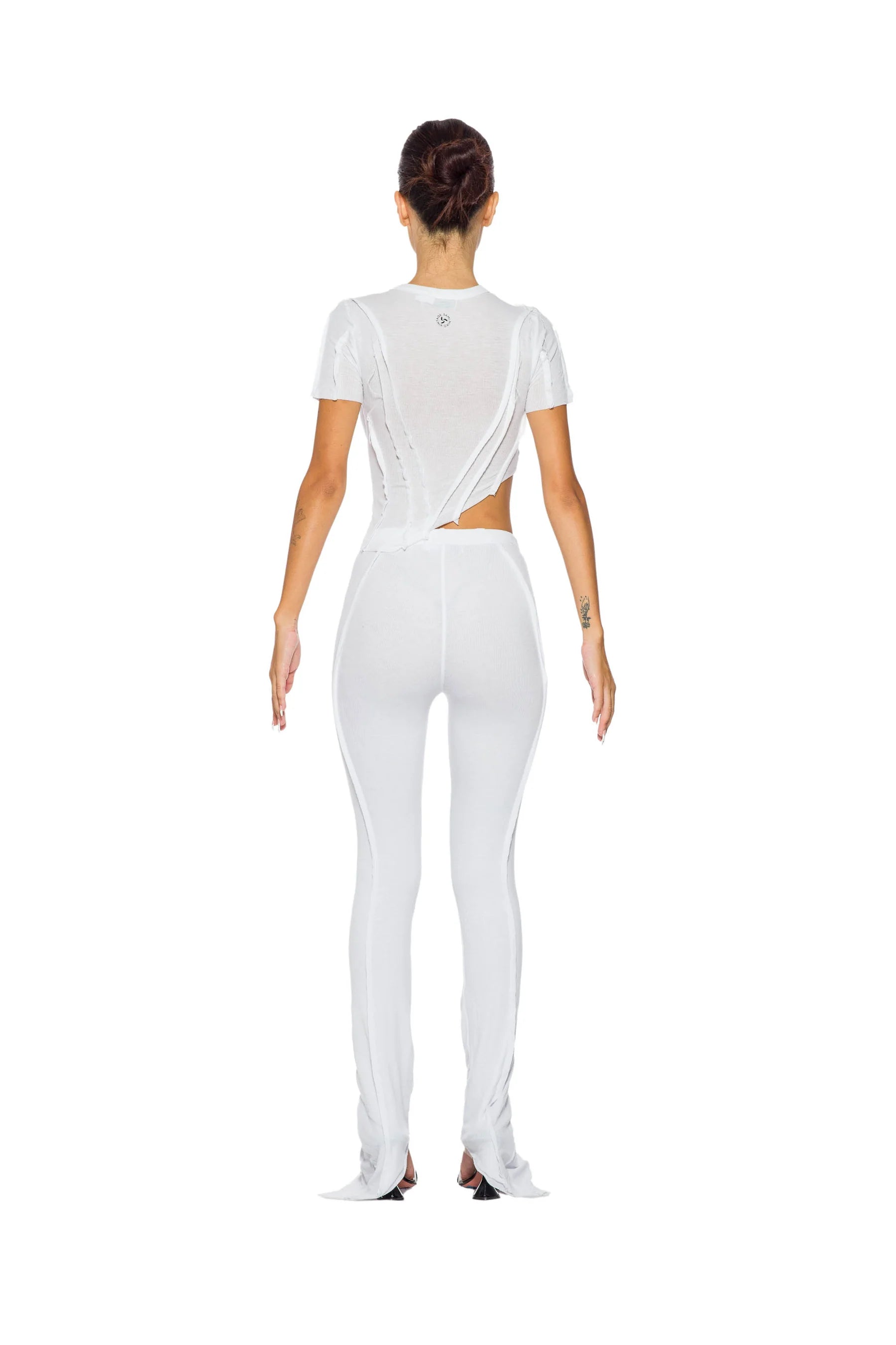 Asymmetric Tee in White Rib - ONFEMME By Lindsey's Kloset