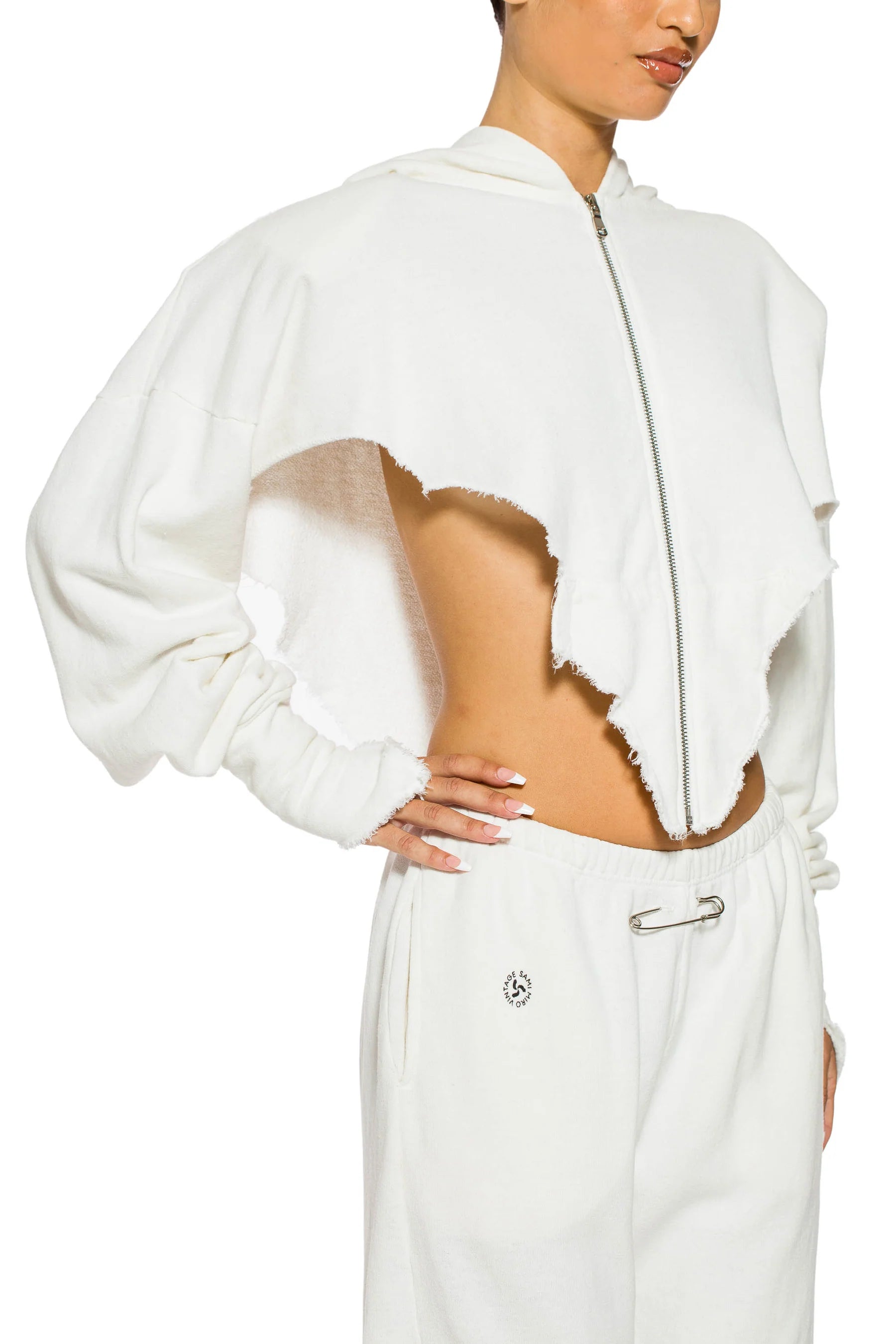 Safety Pin Sweatpants in White Terry - ONFEMME By Lindsey's Kloset