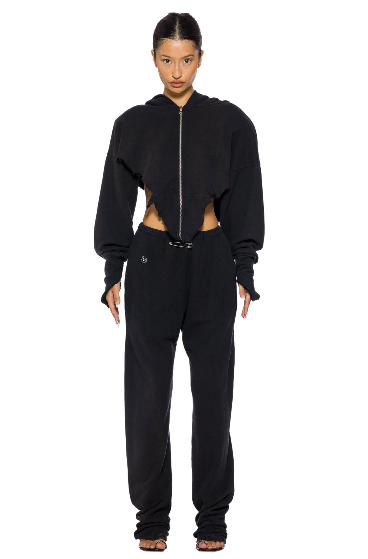 Safety Pin Sweatpants in Black Terry - ONFEMME By Lindsey's Kloset