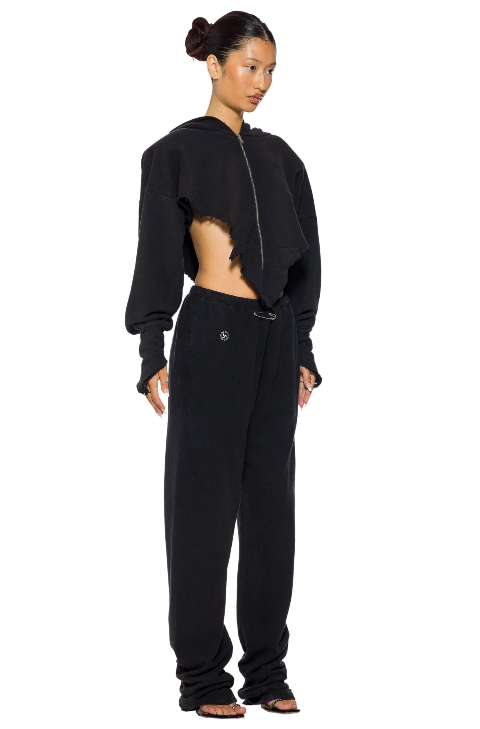 Safety Pin Sweatpants in Black Terry - ONFEMME By Lindsey's Kloset