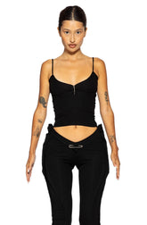 Low Back Double Layer Tank in Black Rib - ONFEMME By Lindsey's Kloset