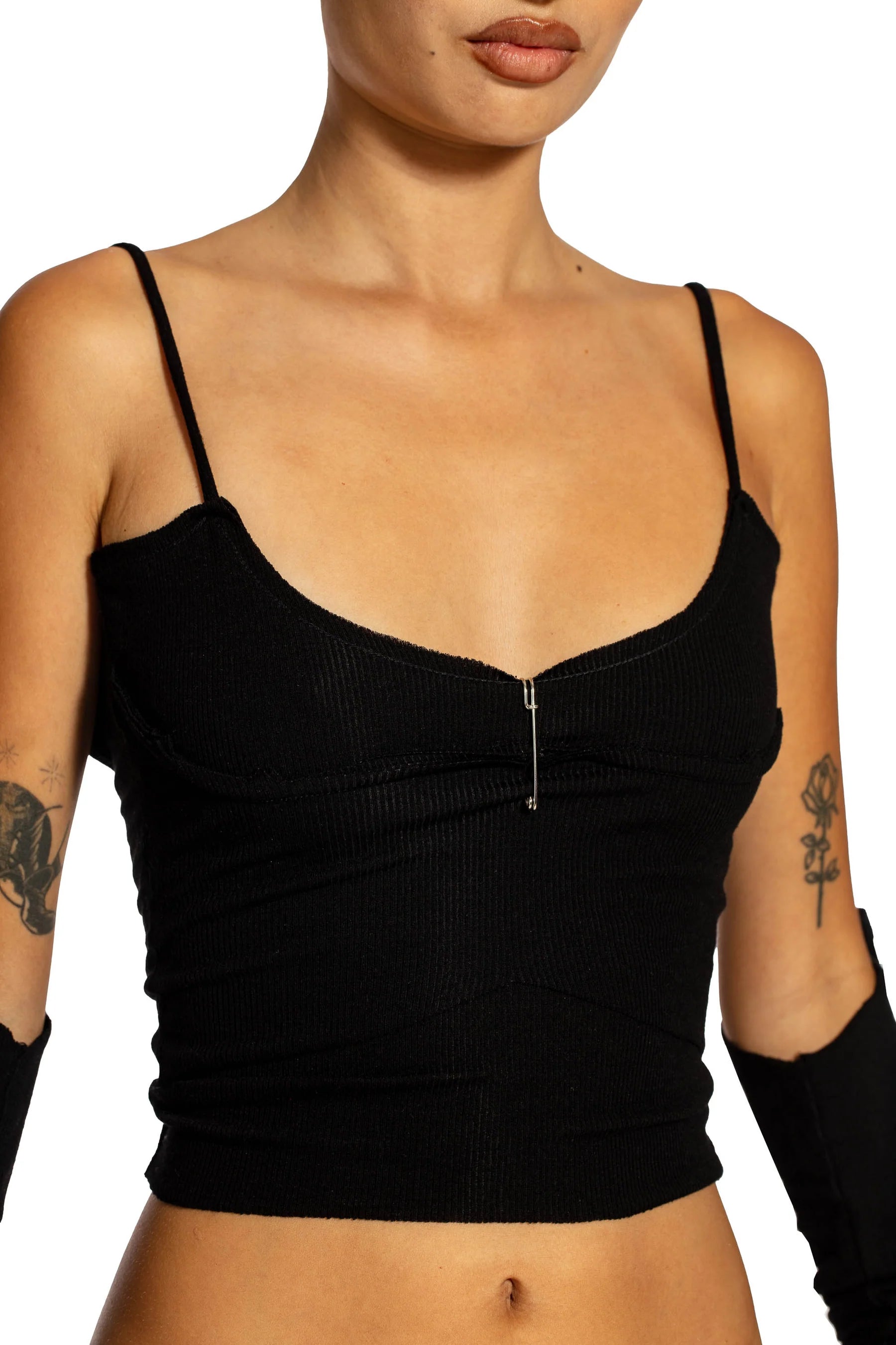 Low Back Double Layer Tank in Black Rib - ONFEMME By Lindsey's Kloset