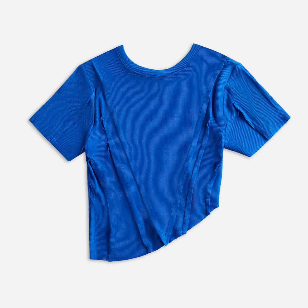 Asymmetric Tee in Sapphire Rib - ONFEMME By Lindsey's Kloset