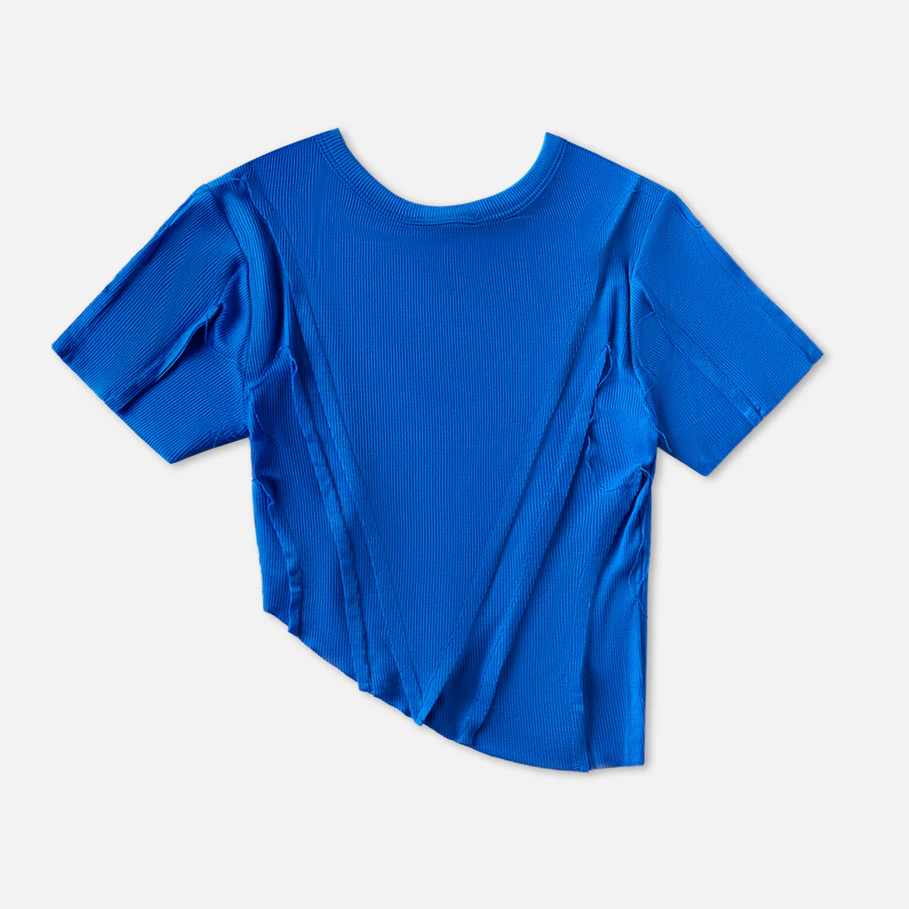Asymmetric Tee in Sapphire Rib - ONFEMME By Lindsey's Kloset