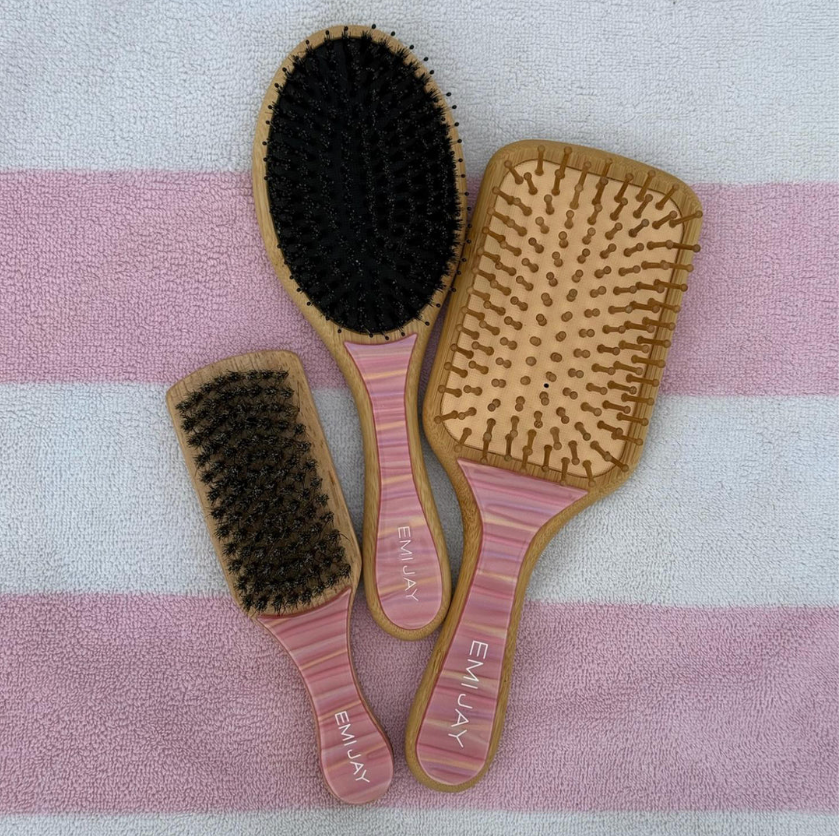 Flat Bamboo Hair Brush in Lychee Baby - ONFEMME By Lindsey's Kloset