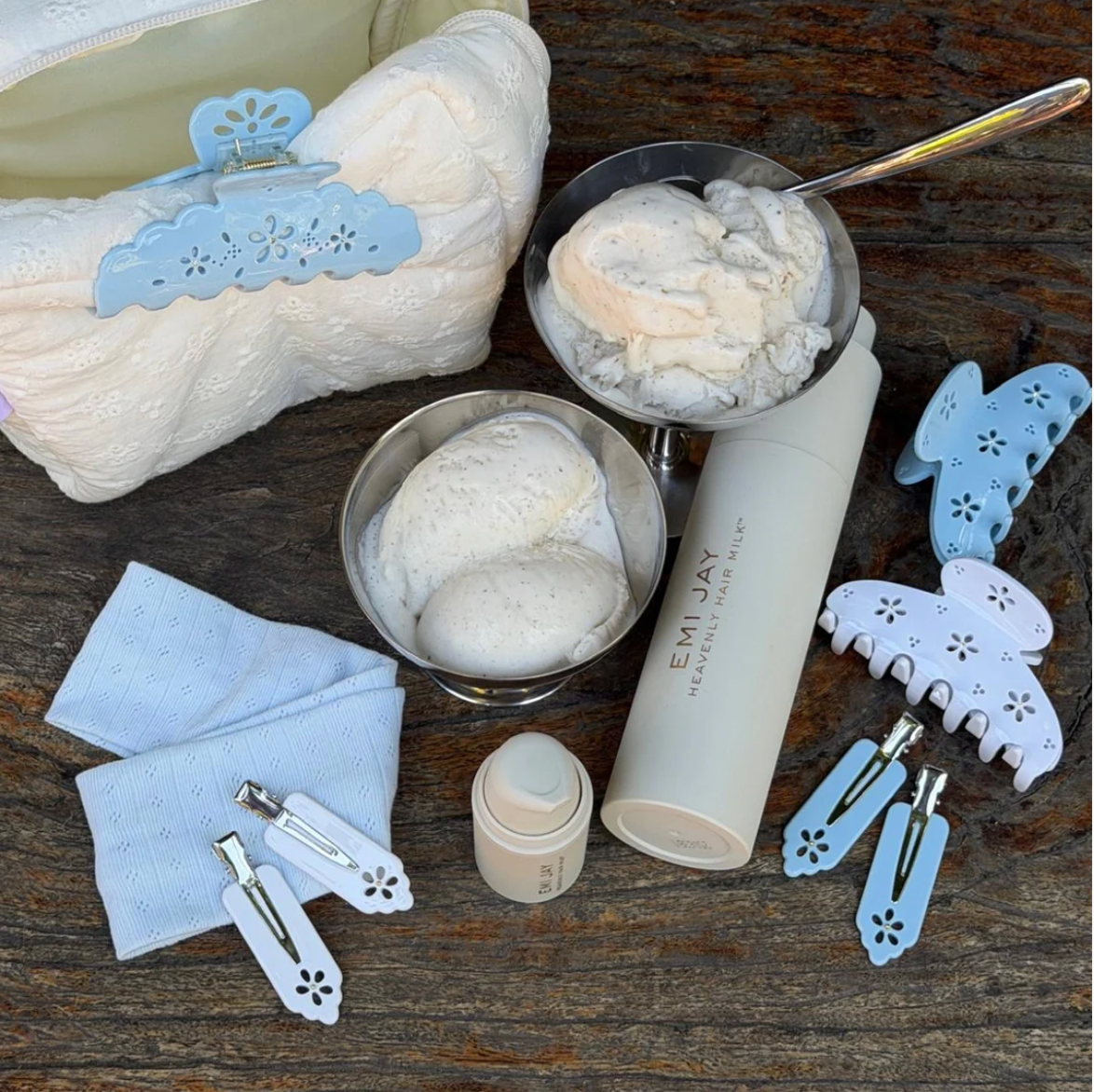 Lil Effing Hair Claw Clip in Blanc Petal Eyelet