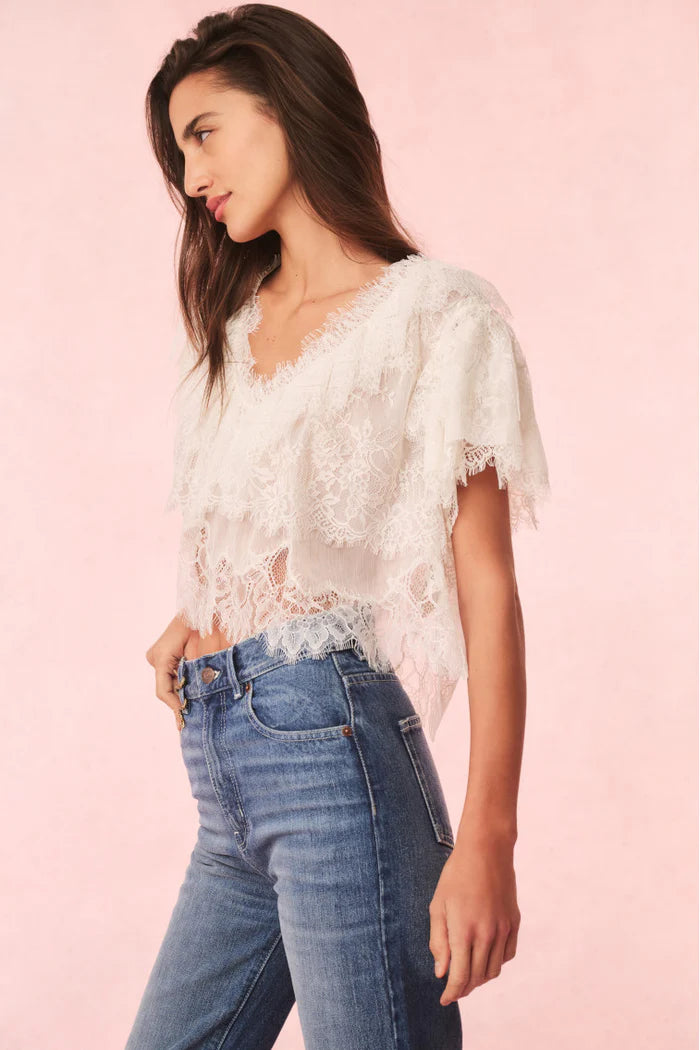 Vienne Lace Ruffle Top - ONFEMME By Lindsey's Kloset