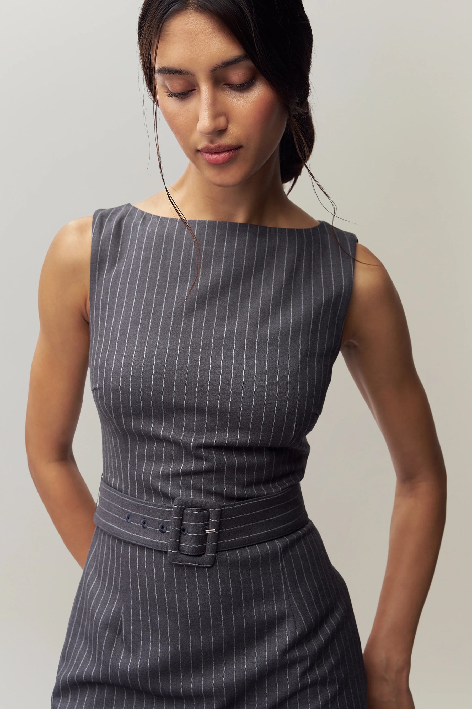 Via Pinstripe Dress - ONFEMME By Lindsey's Kloset
