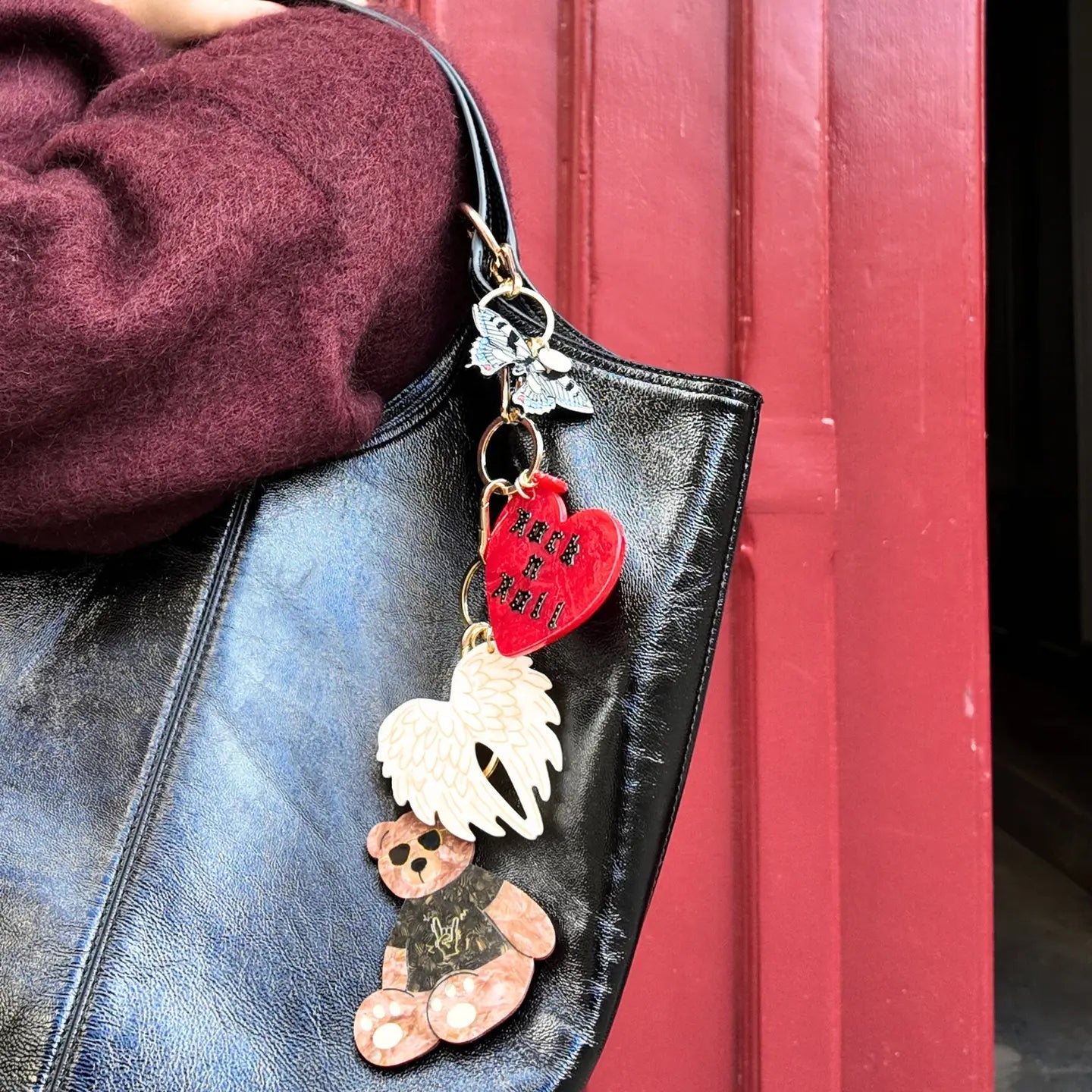 Hand-Painted Angel Wings Bag Charm + Keychain