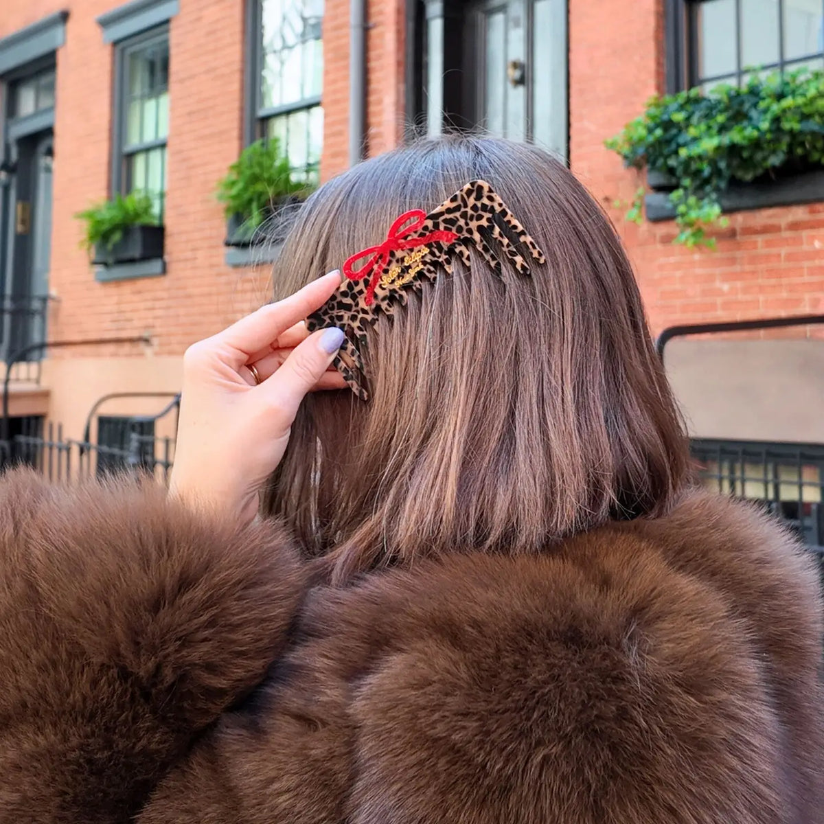 Leopard Bow Detangling Wide Tooth Hair Comb