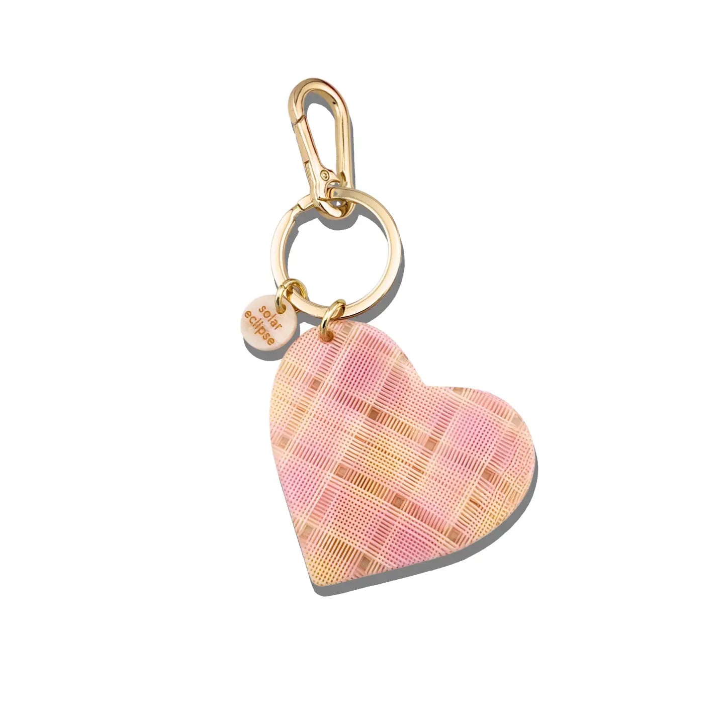 Handmade Pink Plaid Heart Bag Charm + Keychain - ONFEMME By Lindsey's Kloset