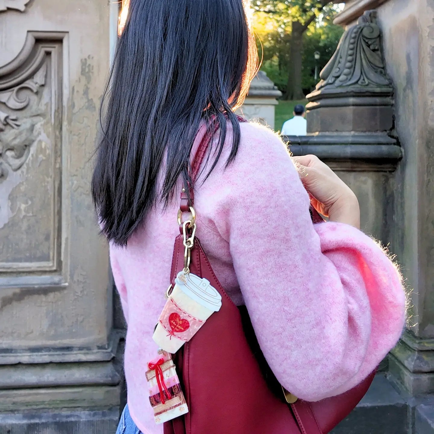 Hand-Painted Cafe Coffee Cup Bag Charm + Keychain - ONFEMME By Lindsey's Kloset