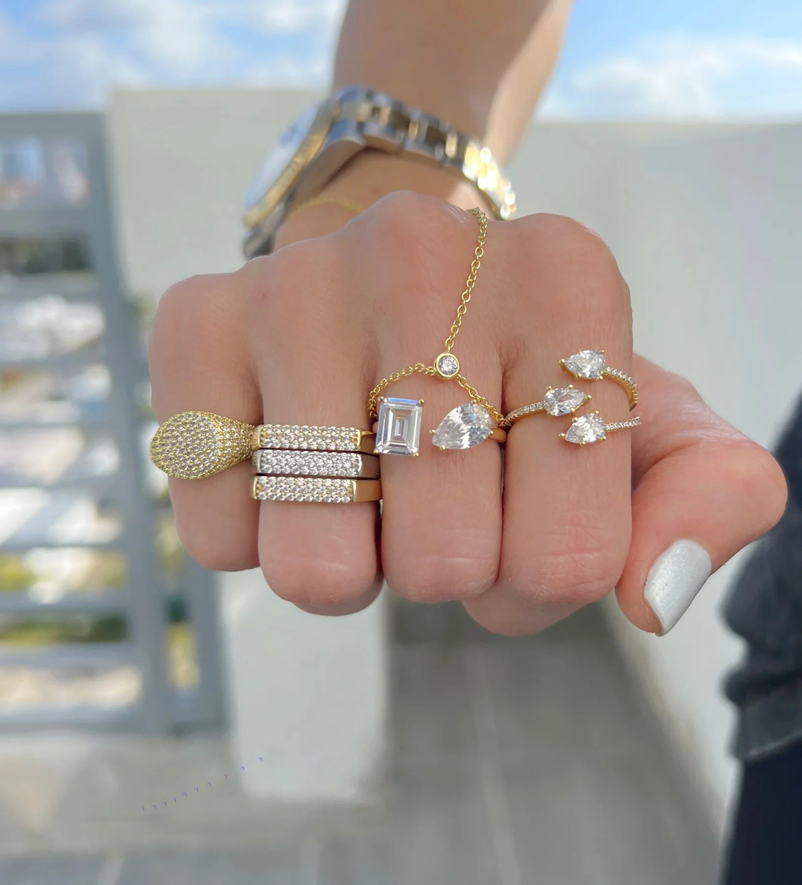 Triple Pear Ring - ONFEMME By Lindsey's Kloset