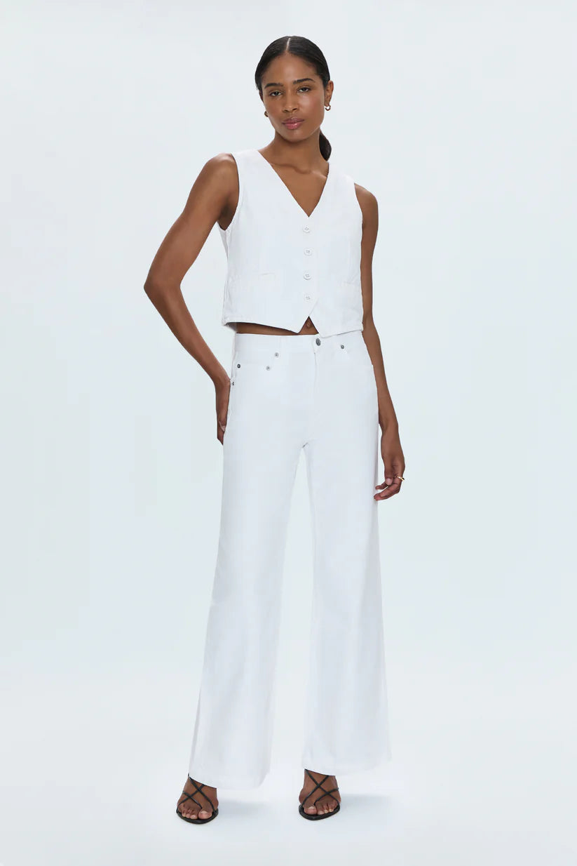 Jadyn Low Slung Palazzo Jean - Vivid White - ONFEMME By Lindsey's Kloset