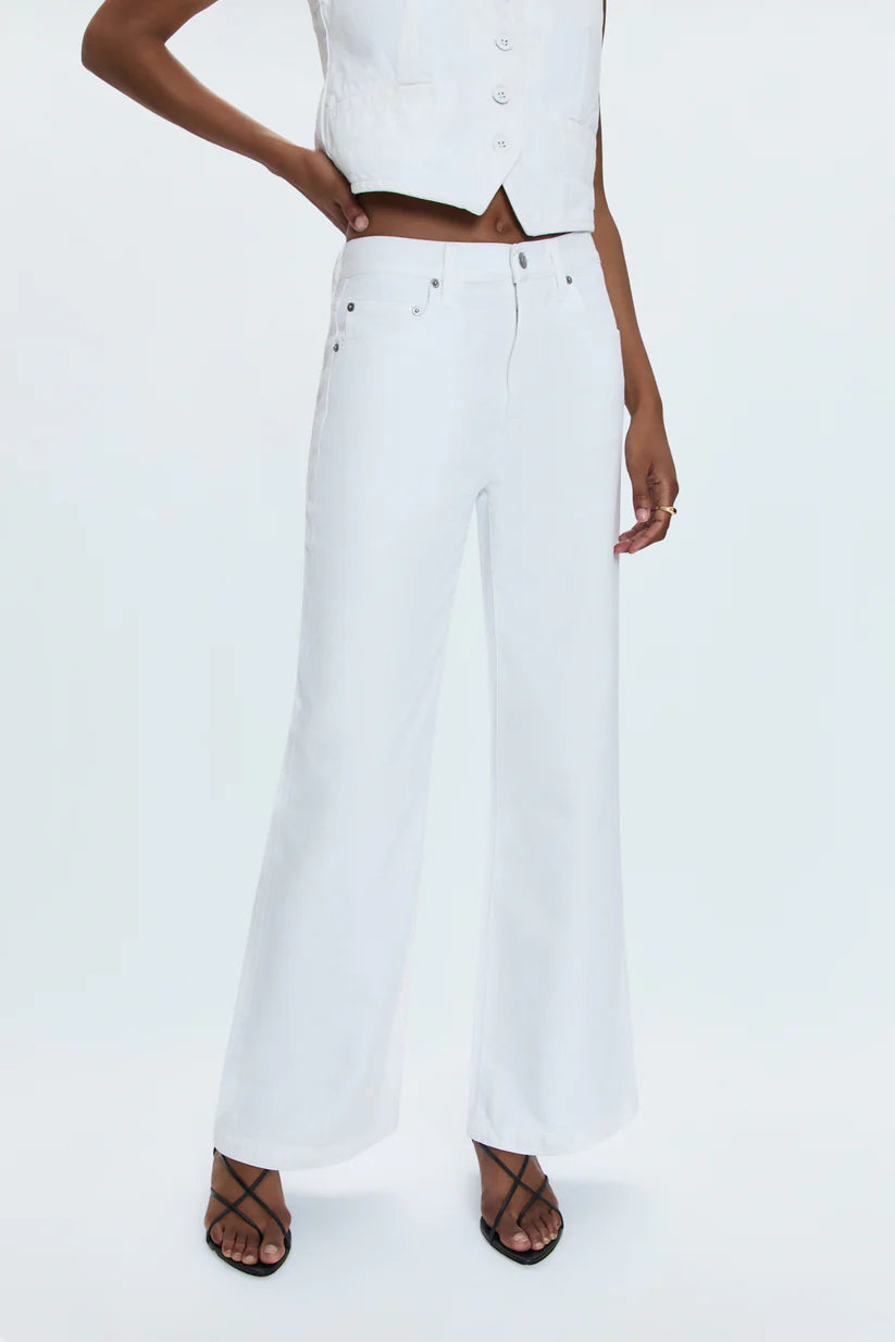 Jadyn Low Slung Palazzo Jean - Vivid White - ONFEMME By Lindsey's Kloset