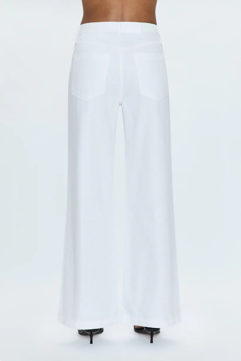 Jadyn Low Slung Palazzo Jean - Vivid White