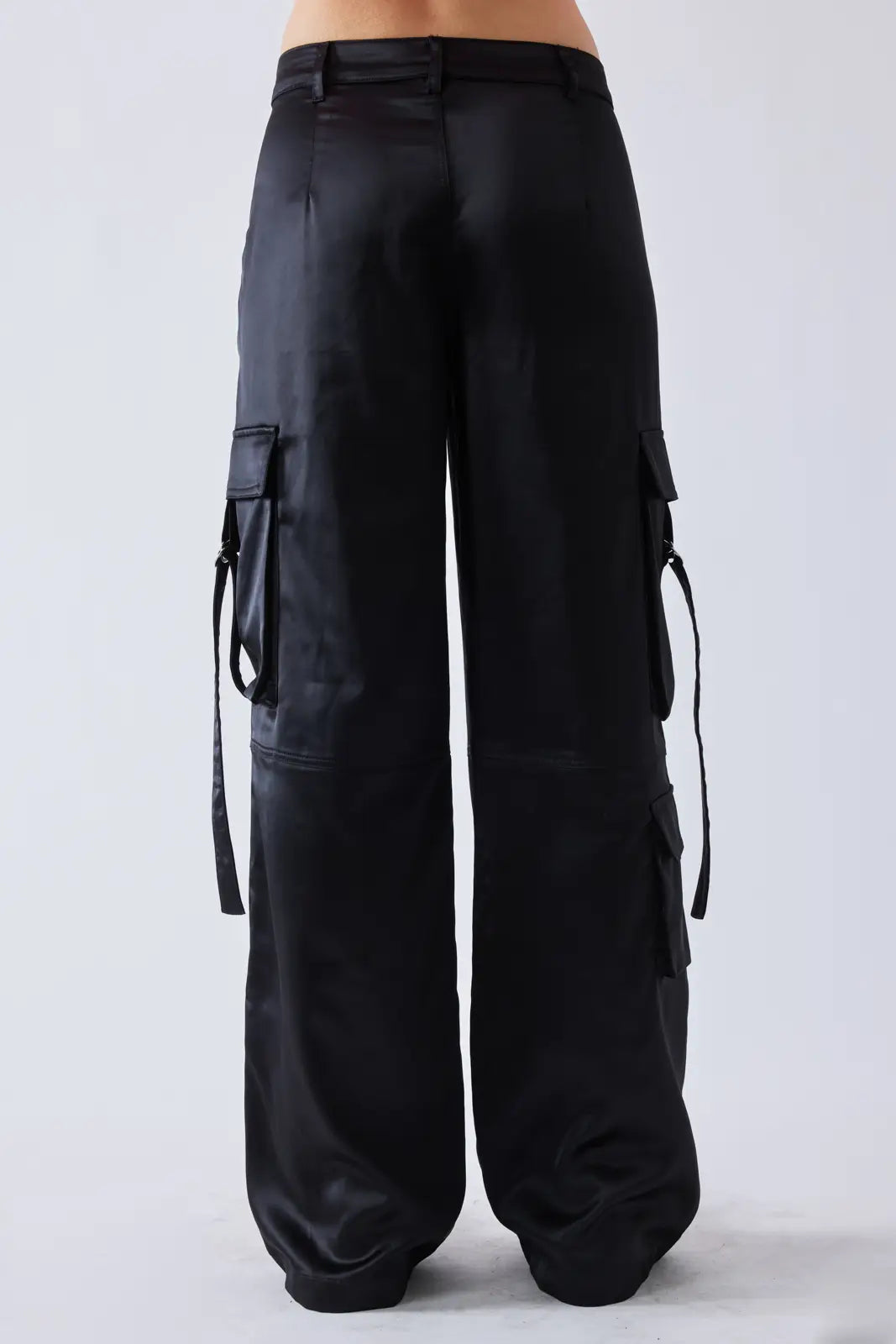 Licorice Satin Cargo Pant - ONFEMME By Lindsey's Kloset