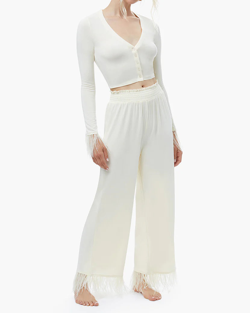 Feather Modal Jersey Pull On Pant - Ecru - ONFEMME By Lindsey's Kloset