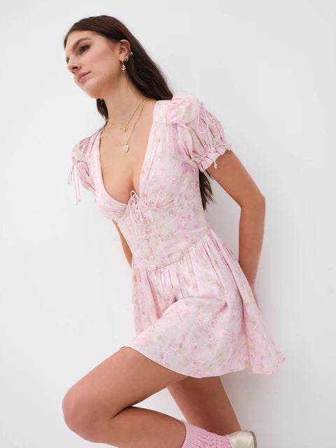 Paulina Puff Sleeve Mini Dress - ONFEMME By Lindsey's Kloset