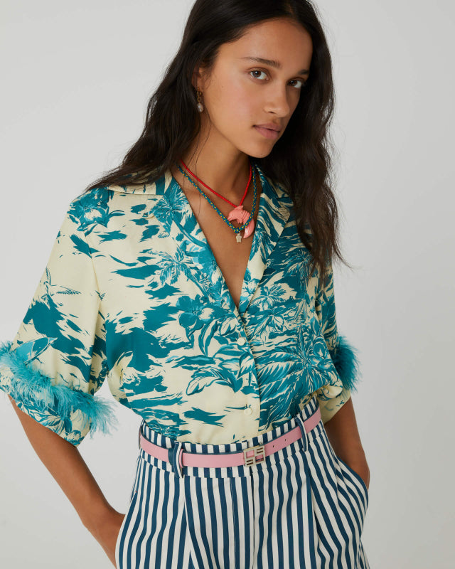 Hawaii Print Bowling Shirt - ONFEMME By Lindsey's Kloset