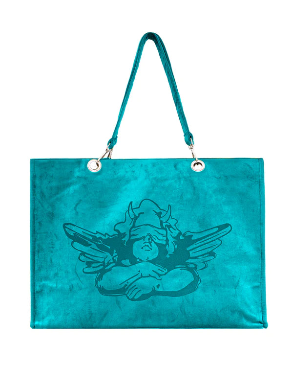 Turquoise Velour Tote - ONFEMME By Lindsey's Kloset