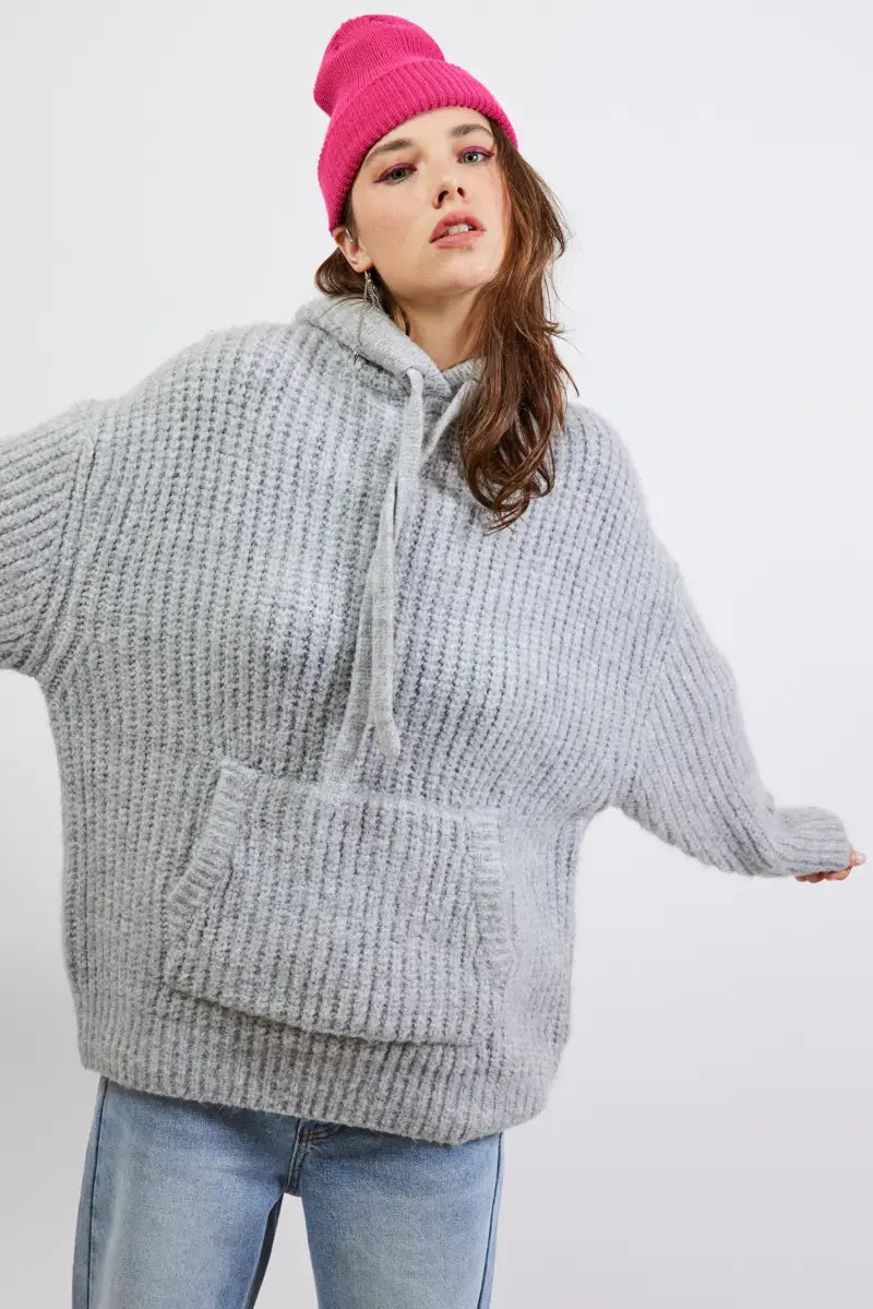Fluffy Knit Oversized Hoodie ONFEMME By Lindsey s Kloset