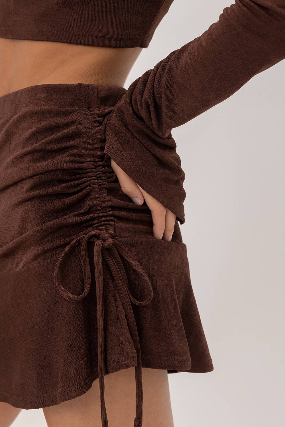 Mocha Ruched Skirt - ONFEMME By Lindsey's Kloset