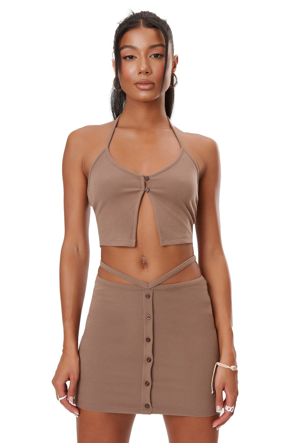 ELEMENTAL BASIK SKIRT - BROWN - ONFEMME By Lindsey's Kloset