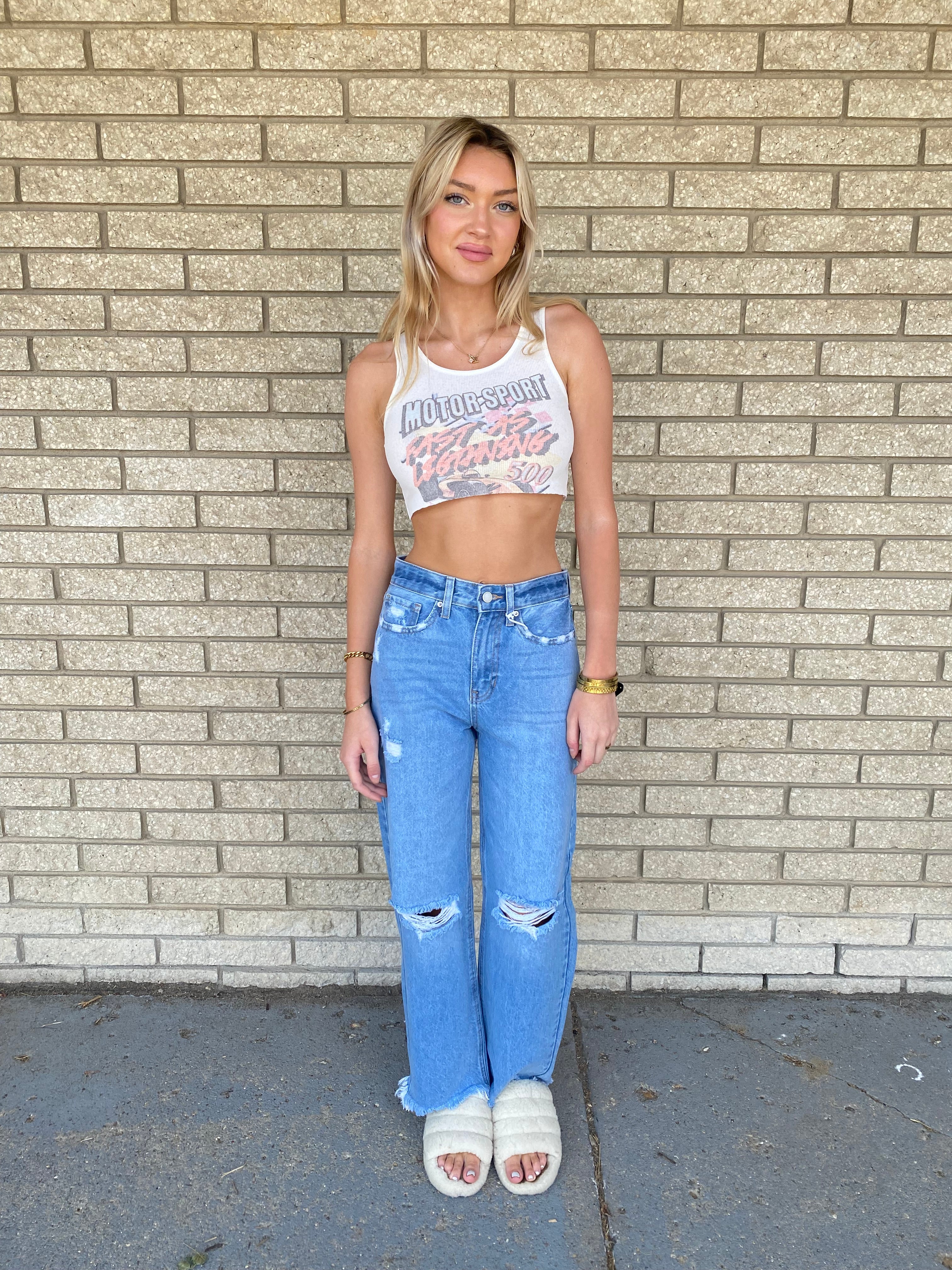 90's Distressed Straight Leg Jeans - ONFEMME By Lindsey's Kloset