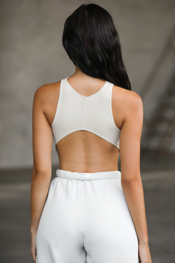 CURVE CROP TANK - BONE FLEXRIB - ONFEMME By Lindsey's Kloset