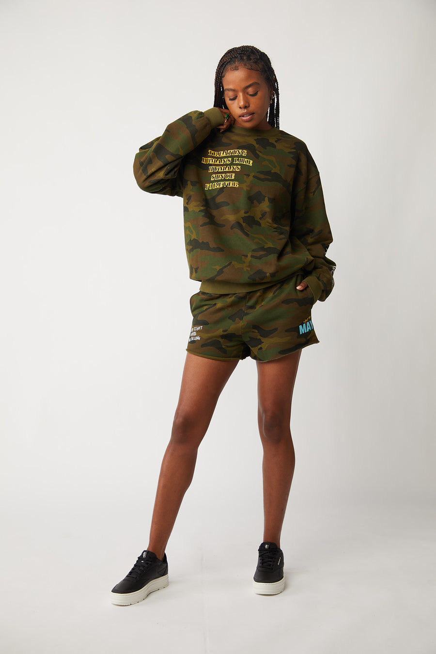MAYFAIR WORLD Camo Sweatshort - ONFEMME By Lindsey's Kloset