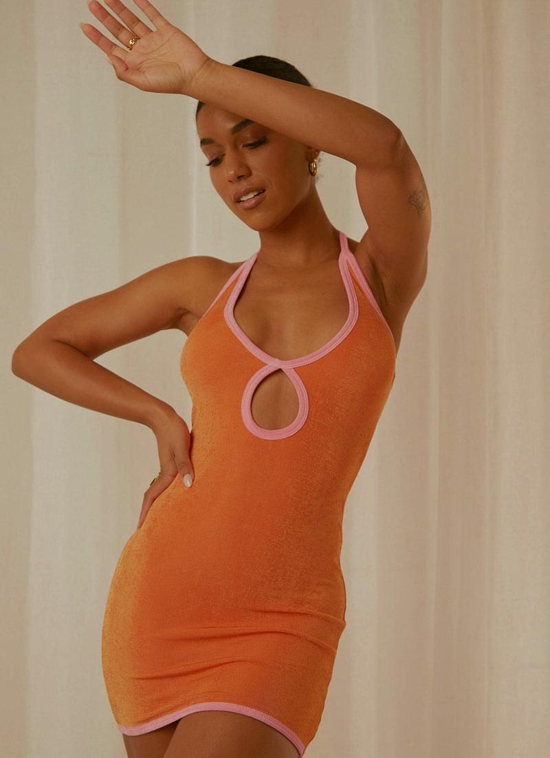 Stardust Halter Mini Dress - Orange - ONFEMME By Lindsey's Kloset